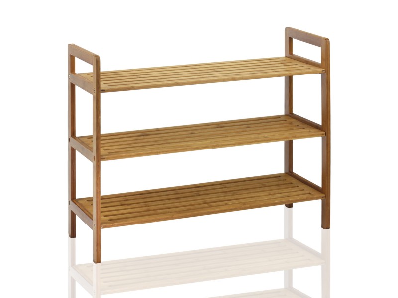 Oceanstar 3-Tier Bamboo Shoe Rack - Natural - Angled