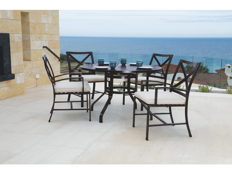 La Jolla Dining Chair With Cushions In Canvas Flax With Self Welt  - Lifestyle