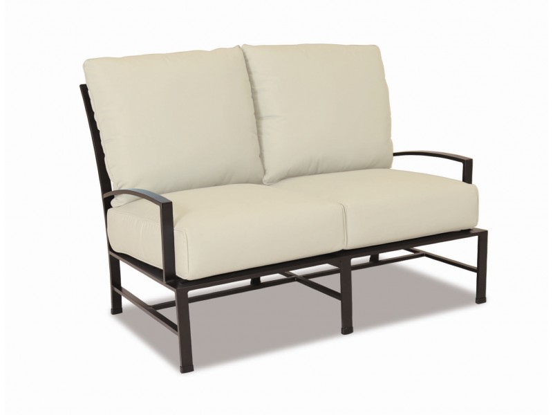 La Jolla Aluminum Loveseat With Cushions In Canvas Flax With Self Welt