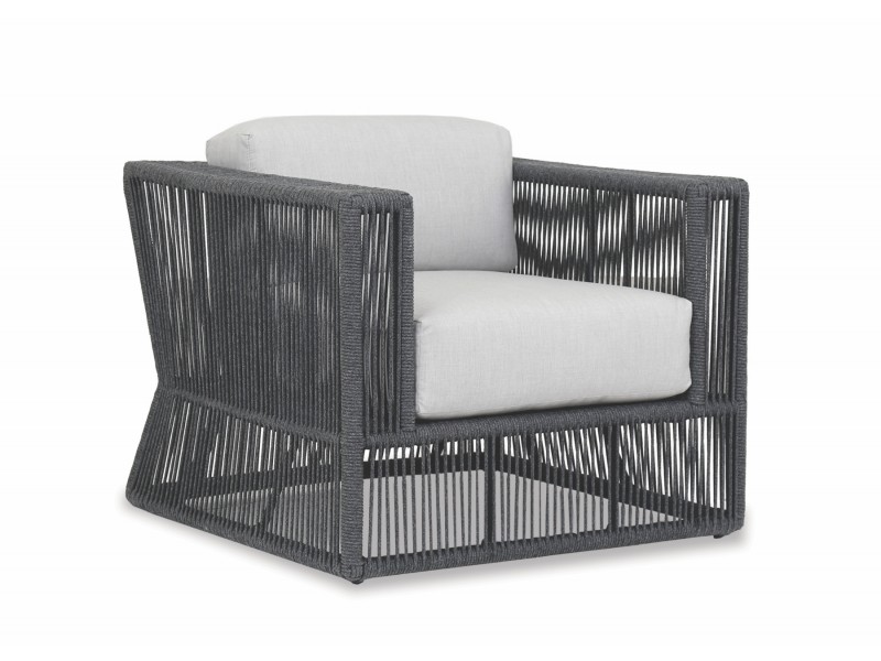 Milano Club Chair With Cushions In Echo Ash - Angled