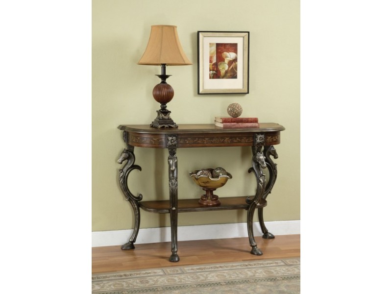 Powell Masterpiece Floral Hand Painted Demilune Console Table