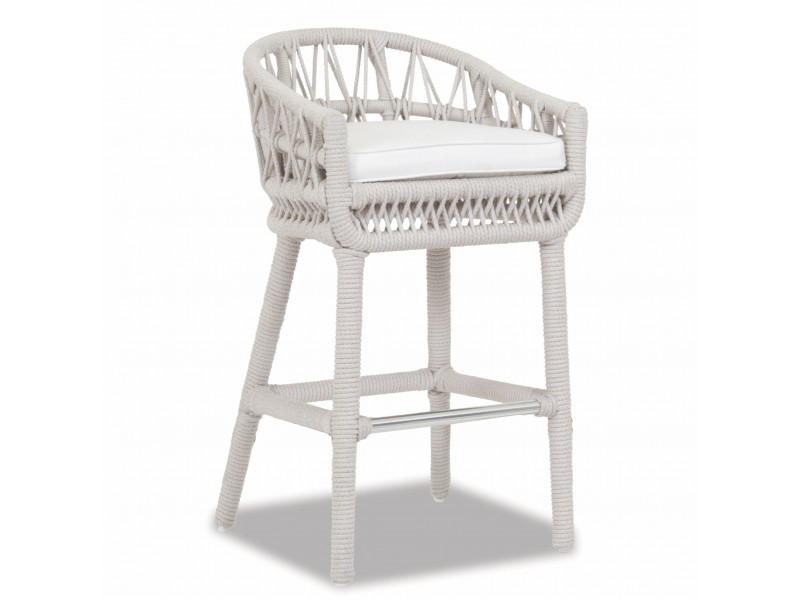 Dana Rope Bar Stool With Cushion in Linen Canvas