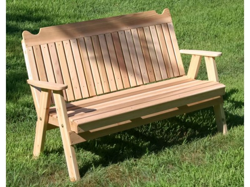 4' Red Cedar Straight Back English Garden Bench
