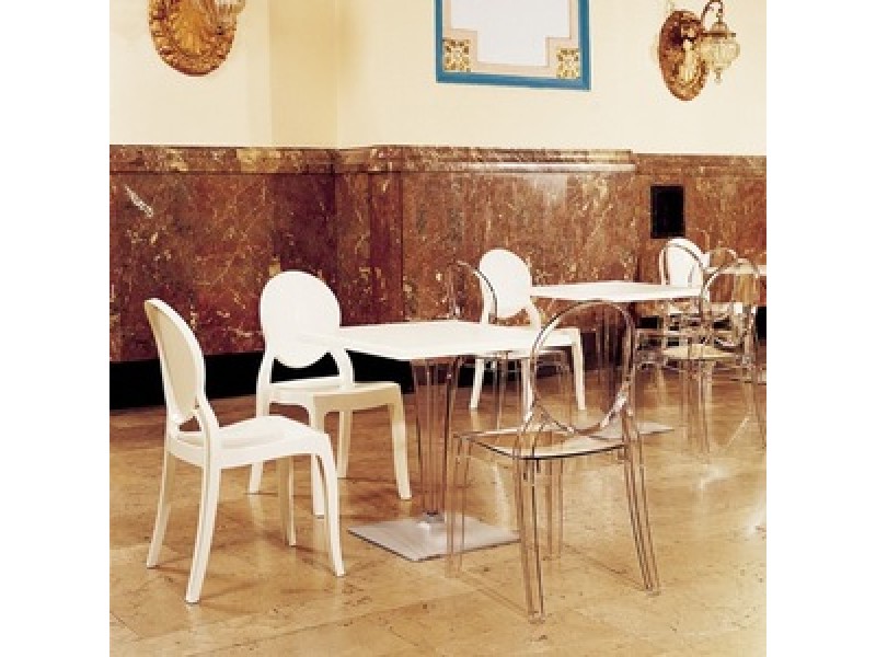 Ice Werzalit Top Round Dining Table with Transparent Base 24 inch