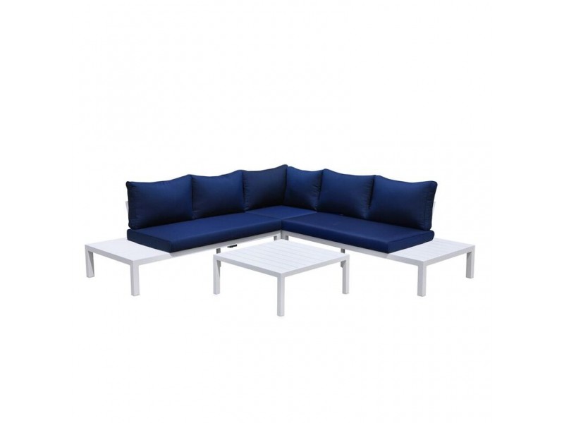 Osborne White Aluminum Outdoor 4 pc Sectional with Cushions