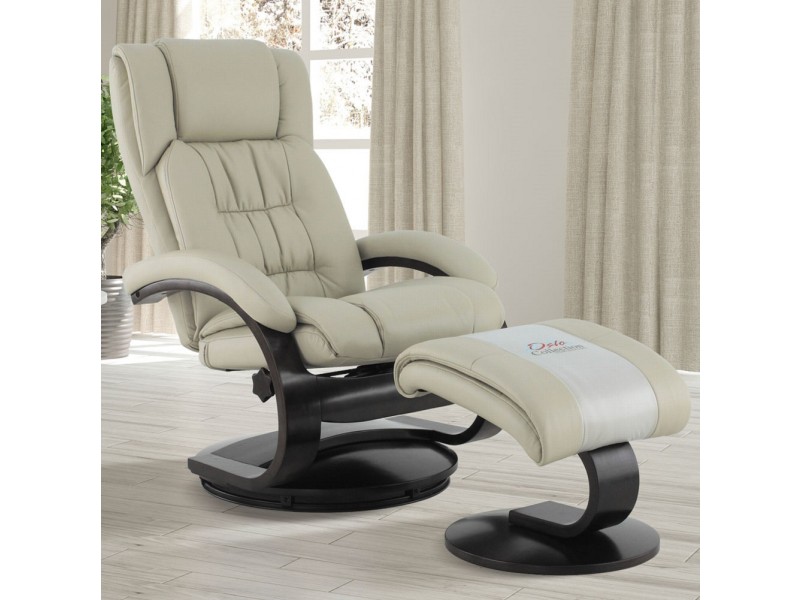 Narvick Recliner and Ottoman in Beige Breathable Air Leather