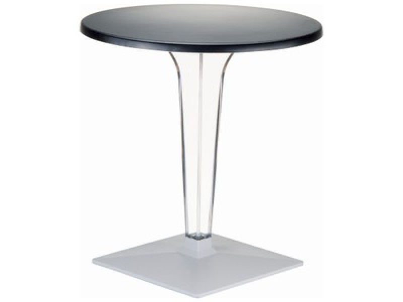 Ice Werzalit Top Round Dining Table with Transparent Base 28 inch Black