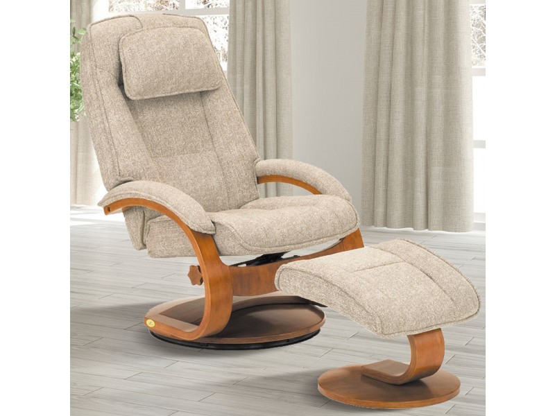 Bergen Recliner and Ottoman in Teatro Linen Breathable Air Leather