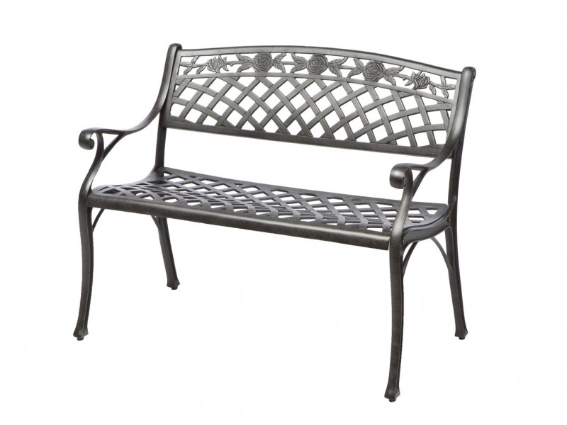 Alfresco Home Cinco Rosas Cast Aluminum Outdoor Bench - Antique Fern Finish