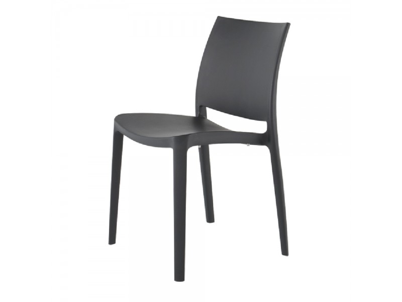 Sensilla Stack-able Dinning Chair - Dark Grey - Angled