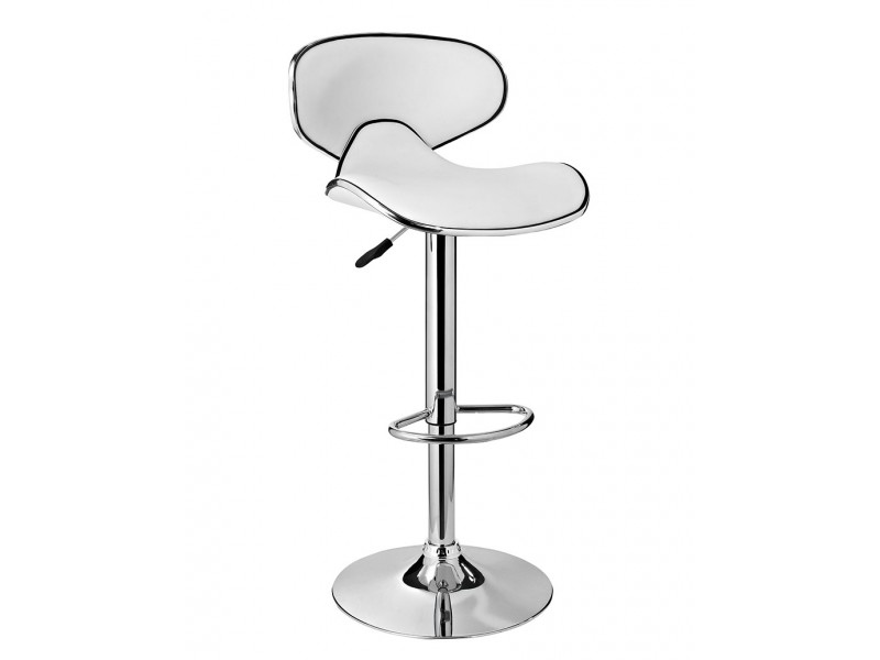 White Adjustable PU Barstool