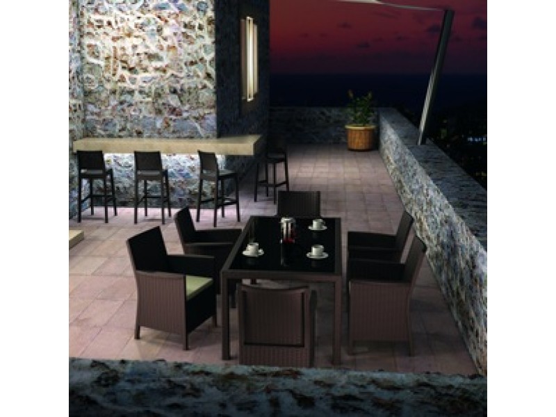 California Wickerlook Rectangle Dining Set 7 Piece - Brown