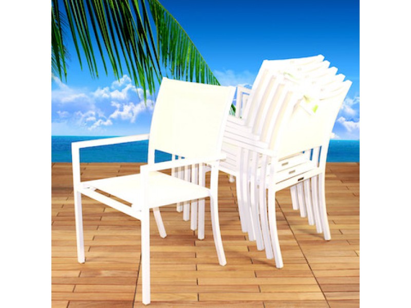 Infinita PURE Dining Armchair White - Stacking Lifesytle