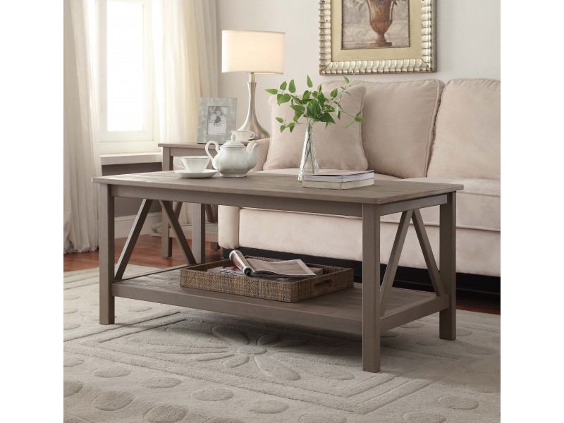 Linon Home Decor Titian Rustic Gray Coffee Table