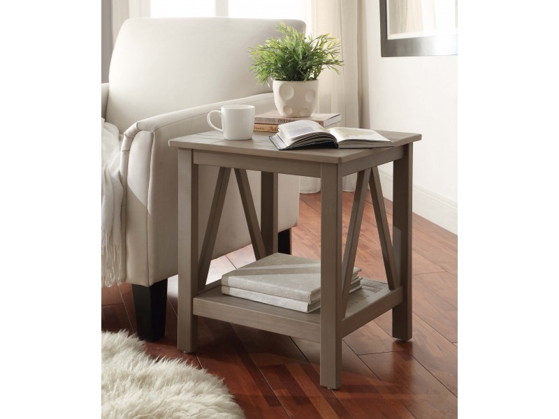 Linon Home Decor Titian Rustic Gray End Table