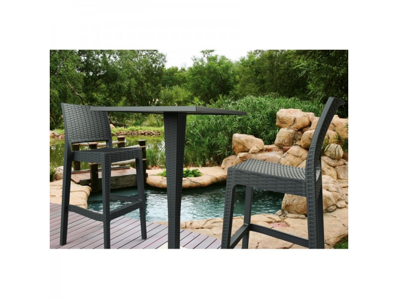 Riva Werzalit Top Square Bar Height Table Brown 27.5 inch