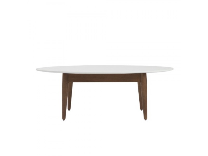 EuroStyle Manon Oval Coffee Table - White/Dark Walnut