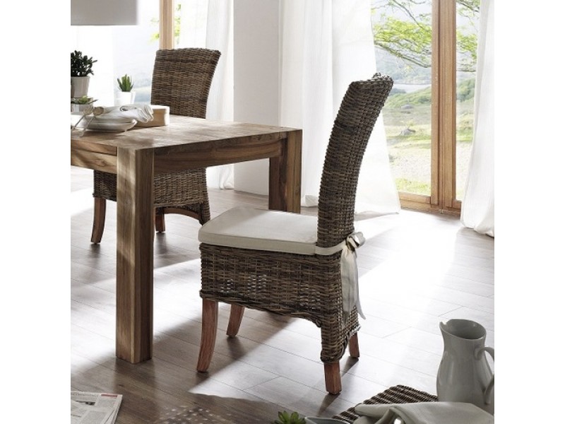 Nova Solo Natural Rattan Salsa Chair with Cushion - Set of Two