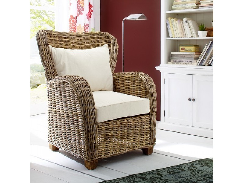 Nova Solo Wickerworks Natural Rattan Queen Chair -  LIfestlye