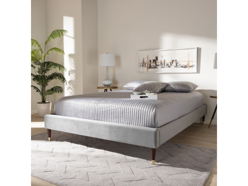 Baxton Studio Volden King Size Platform Bed Frame - Dark Grey