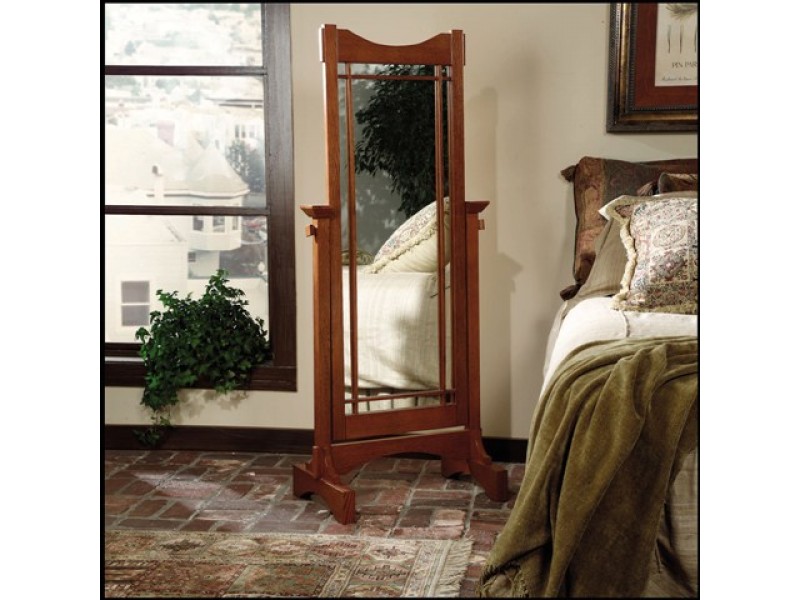 Mission Oak Finish Cheval Mirror 