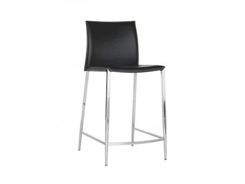 Baxton Studio Jenson Black Leather Counter Height Stool - Set of 2