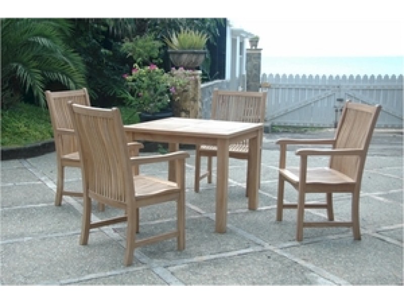 Anderson Teak Bahama 35" Square Bistro Table and 4 Chicago Dining Armchair