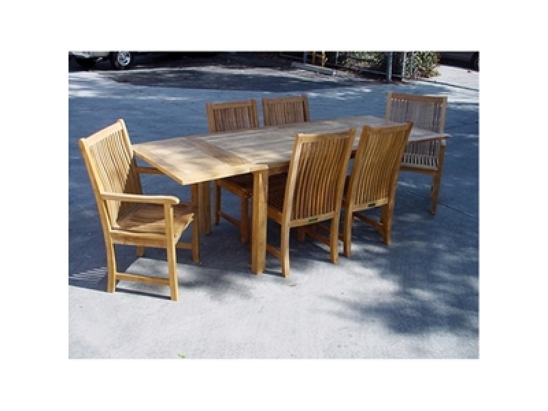 Anderson Teak 95" Rectangular Extension Table with Chicago Armchair and Chicago Chair