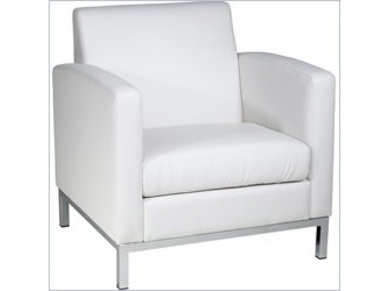 Avenue Six Park Avenue Armchair in White Faux Leather Fabric