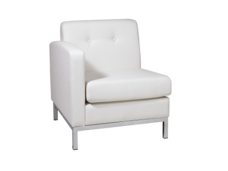 Avenue Six Wall Street Single Arm Chair LAF White Faux Leather
