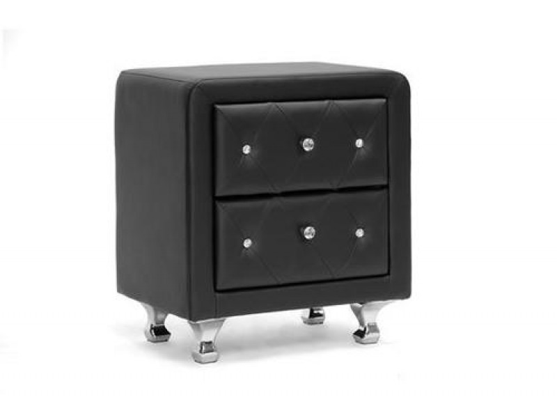 Baxton Studio Stella Crystal Tufted Upholstered Modern Nightstand
