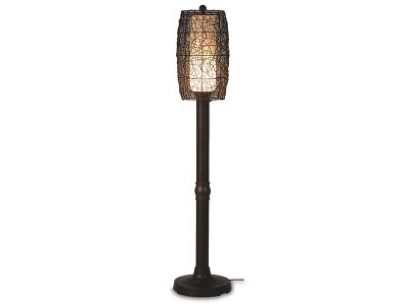 Patio Concepts Bristol 58"/70" Floor Lamp with 2"/3" in Random Weave Walnut Wicker Barrel Shade