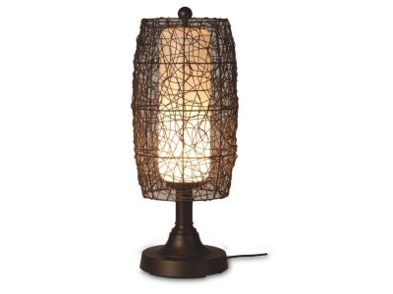 Patio Concepts Bristol 30" Table Lamp with 2" in Random Weave Walnut Wicker Barrel Shade