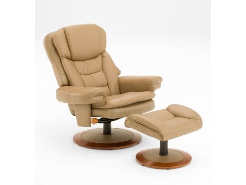Mac Motion Brute Top Grain Leather Swivel, Recliner with Ottoman