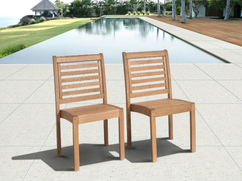 International Home Miami Amazonia Eucalyptus Stackable Patio Chair Set without Arms