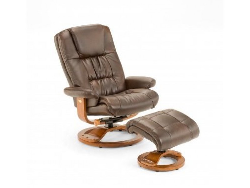 Mac Motion Bonded Leather Swivel, Recliner with Ottoman