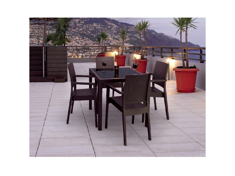 Compamia Miami Resin Wickerlook Square Dining Table 37 inch