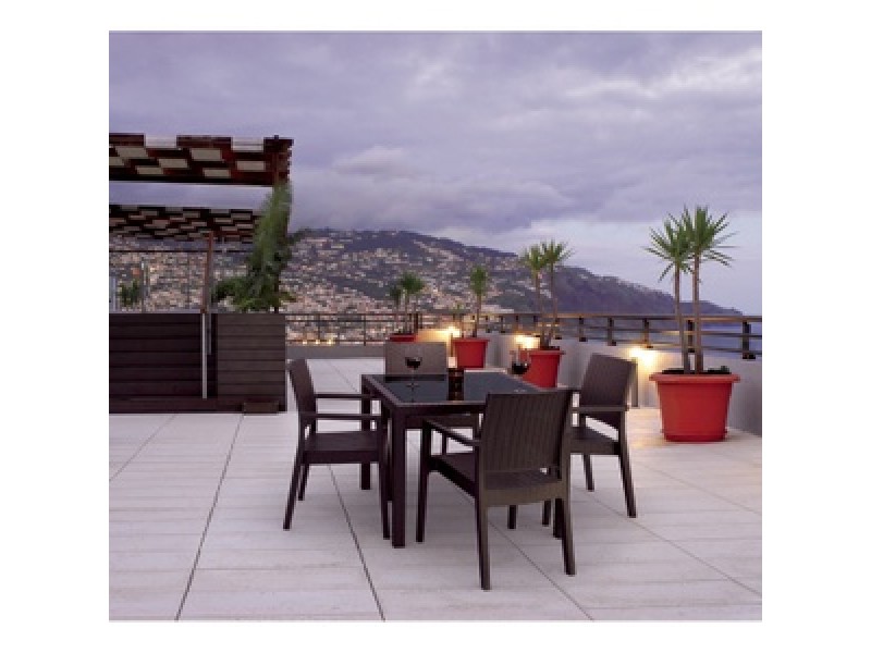 Miami Wickerlook Square Dining Set - Brown