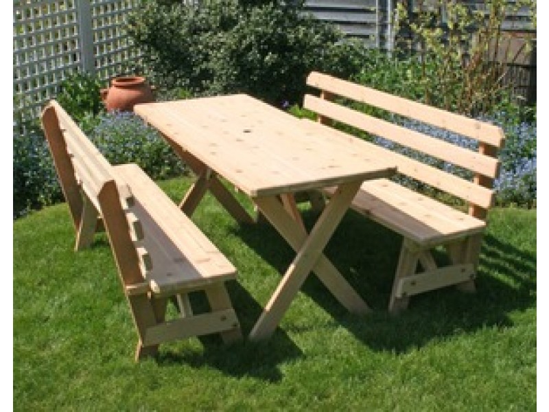 Creekvine Designs 27" Cedar Backyard Bash Cross Legged Picnic Table w/ Backed Benches