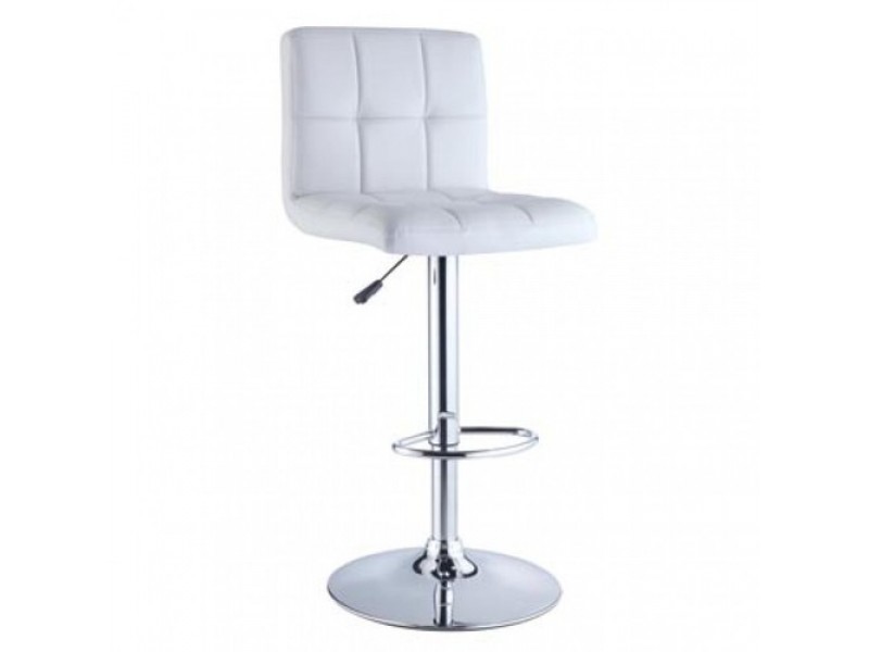 Powell Quilted Faux Leather & Chrome Adjustable Height Bar Stool