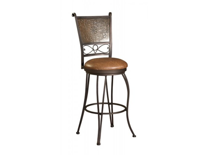 Powell Bronze with Muted Copper Stamped Back Bar Stool