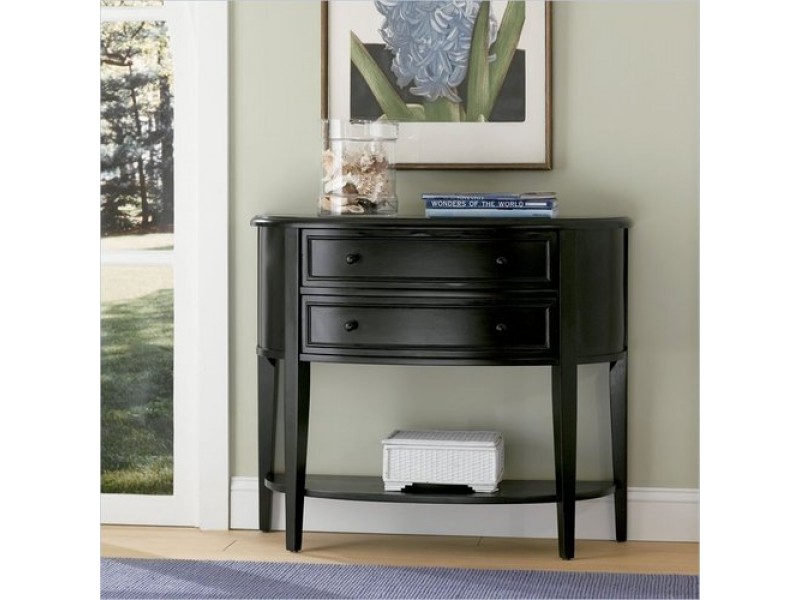 PowellAntique Black with Sand Through Terra Cotta Demilune Console Table