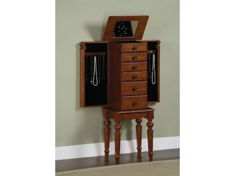 Powell Jewelry Armoire Lightly Distressed Deep Cherry