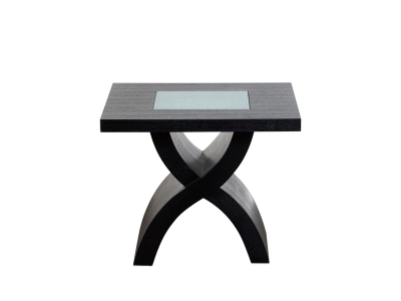 Diamond Sofa Square End Table with Crackled Glass Inset  - 10% off May 2015 Promo SALE!