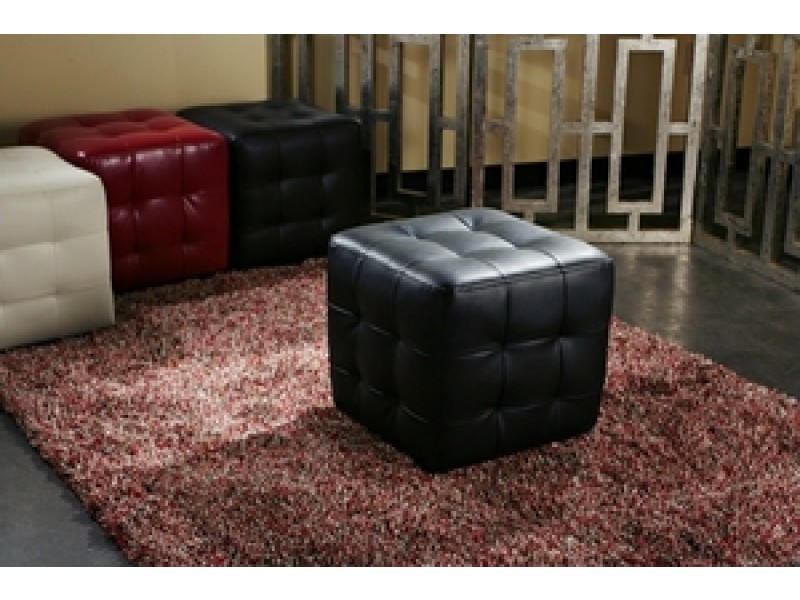 Diamond Sofa Zen Collection Bonded Leather Tufted Cube Accent Ottoman 