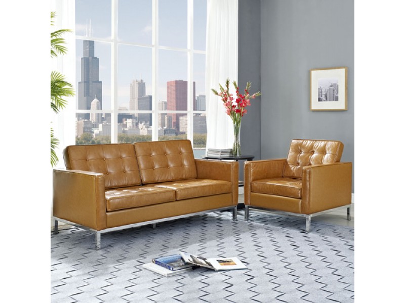 Modway Loft Loveseat Leather 2 Piece Set