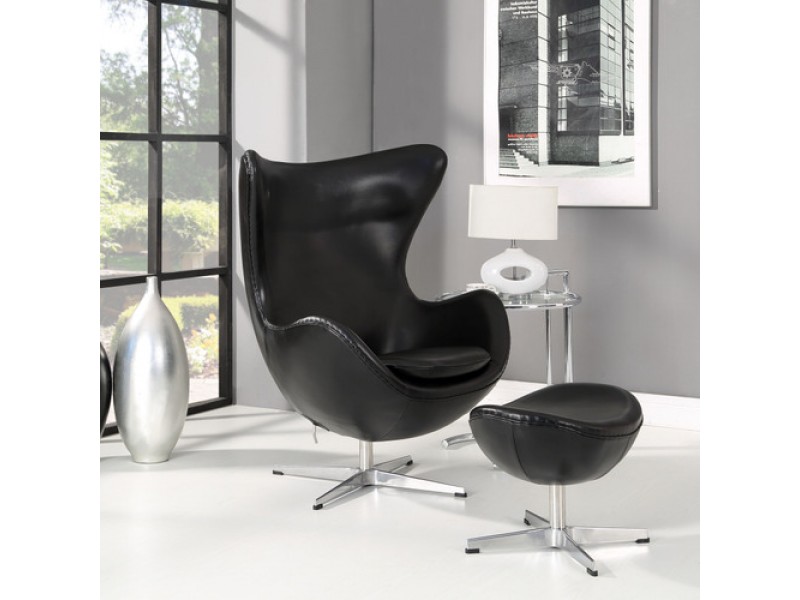 Modway Glove Leather Lounge Chair and Ottoman