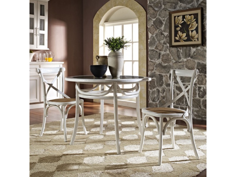 Modway Gear Dining Side Chair Set of 2 in White