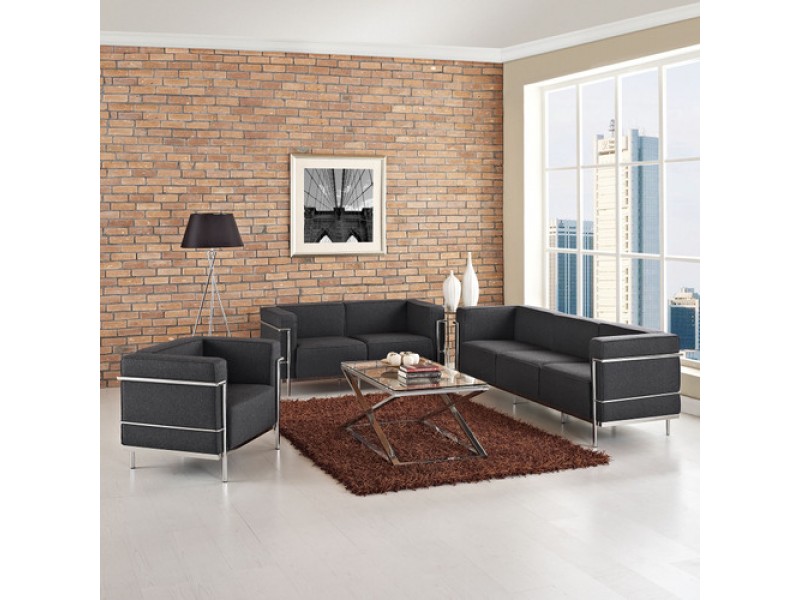 Modway Charles Armchair Loveseat and Sofa Set of 3