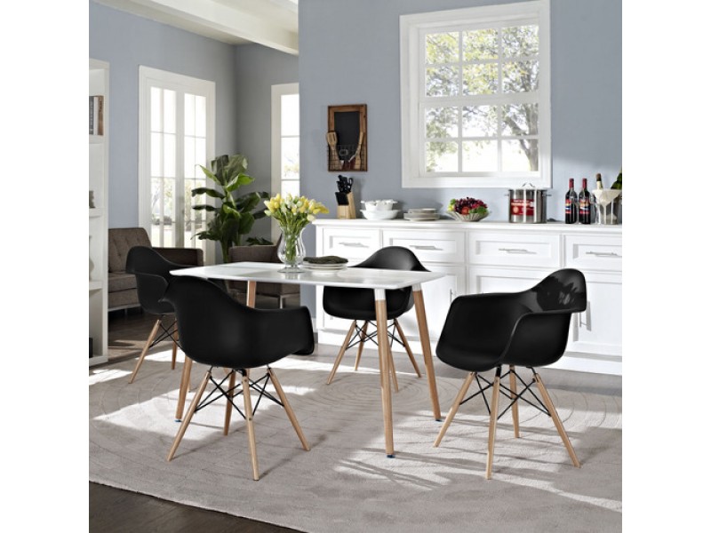 Modway Pyramid Dining Side Chairs Set of 4 in Black